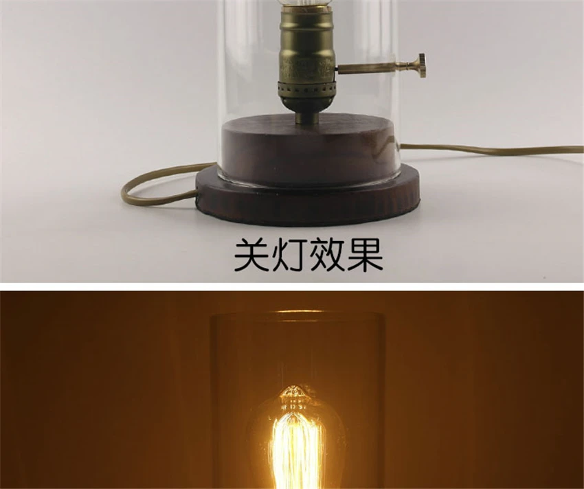 Лампа Эдисона E27 ретро настольные лампы Европейский Лофт античный для учебы керосиновая лампа стекло твердой древесины Настольные светильники затемняющие светильники