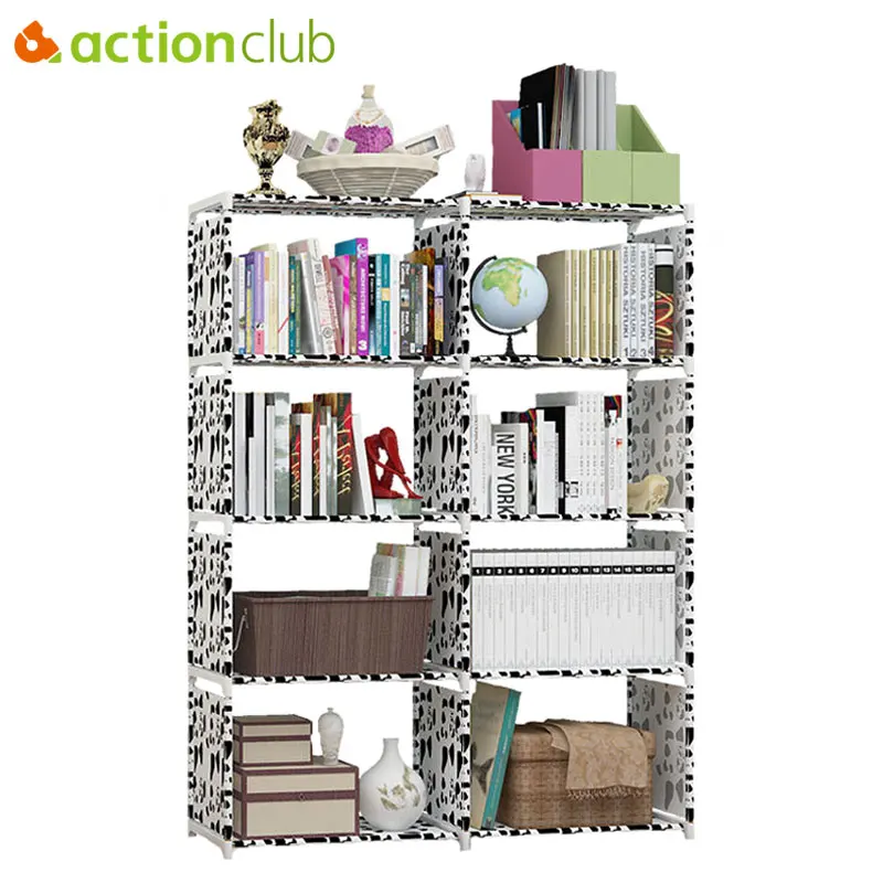 

Actionclub Multi-purpose DIY Assembled Book Shelf Student Simple Bookcase Combination Reinforcement Double Rows Storage Cabinets