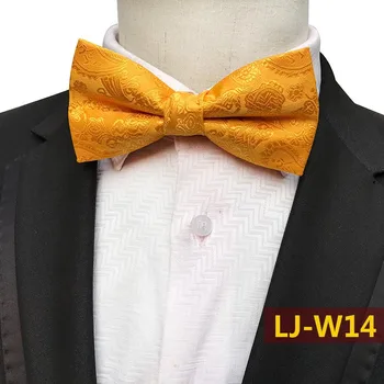 

Luxury Gold Yellow Paisley Bowties Wedding Party Business Bow Ties Free Shipping