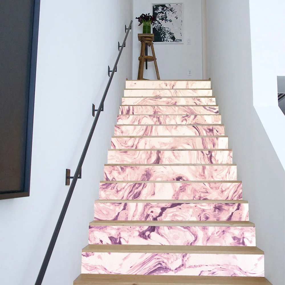 

Vintage Tile Stickers Romantic Purple Tile Stair Decals Waterproof Peel and Stick Tile Stickers Decals for Kitchen Wall Bathroom