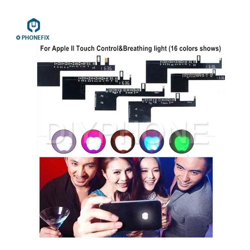 PHONEFIX Adjustable 16 Colors Logo Light Flex Cable Night Glow Colorful Logo Replace Parts for iPhone 6 6P 6S 6SP 7 7P PHONEFIX Adjustable 16 Colors Logo Light Flex Cable Night Glow Colorful Logo Replace Parts for iPhone 6 6P 6S 6SP 7 7P