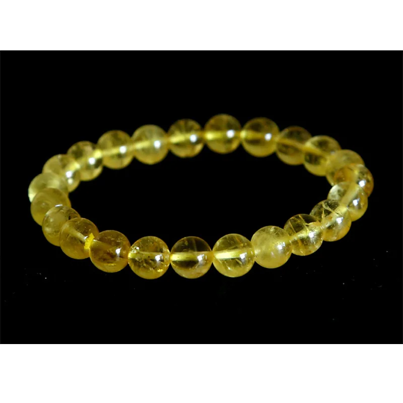 

High Quality Clear Bracelet Yellow Datolite Genuine Danburite Finished Stretch Beaded Bracelet Round beads 8mm 03009