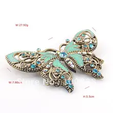 P168-434a бесплатная Shiping10PC / Lot голубой кристалл горного хрусталя камень эмаль роскошный бабочка контактный брошь