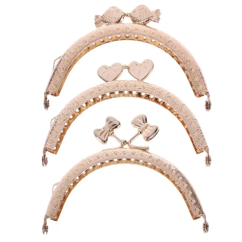

Gold Purse Bag Metal Frame Kiss Clasp Lock Clip Bags Making DIY Craft Accessories 8.5x5cm