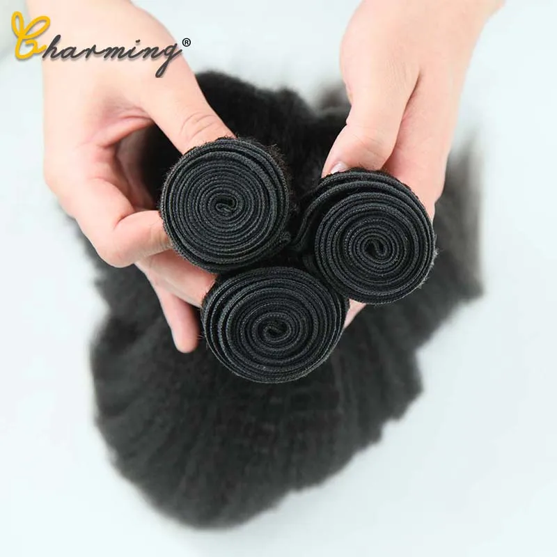 CHARMING Peruvian Kinky Straight Hair Bundles Human Hair Bundles Non-Remy Human Hair Extensions 1/3 Piece Double Weft