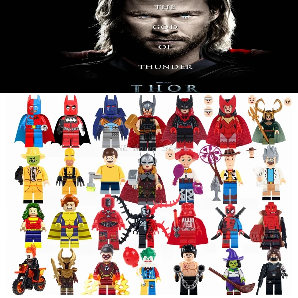 

Legoing Marvel Superheroes figures Thor Loki Heimdallr Batman Deadpool Model Building Blocks Toys for Children Legoing TOYS GIFT