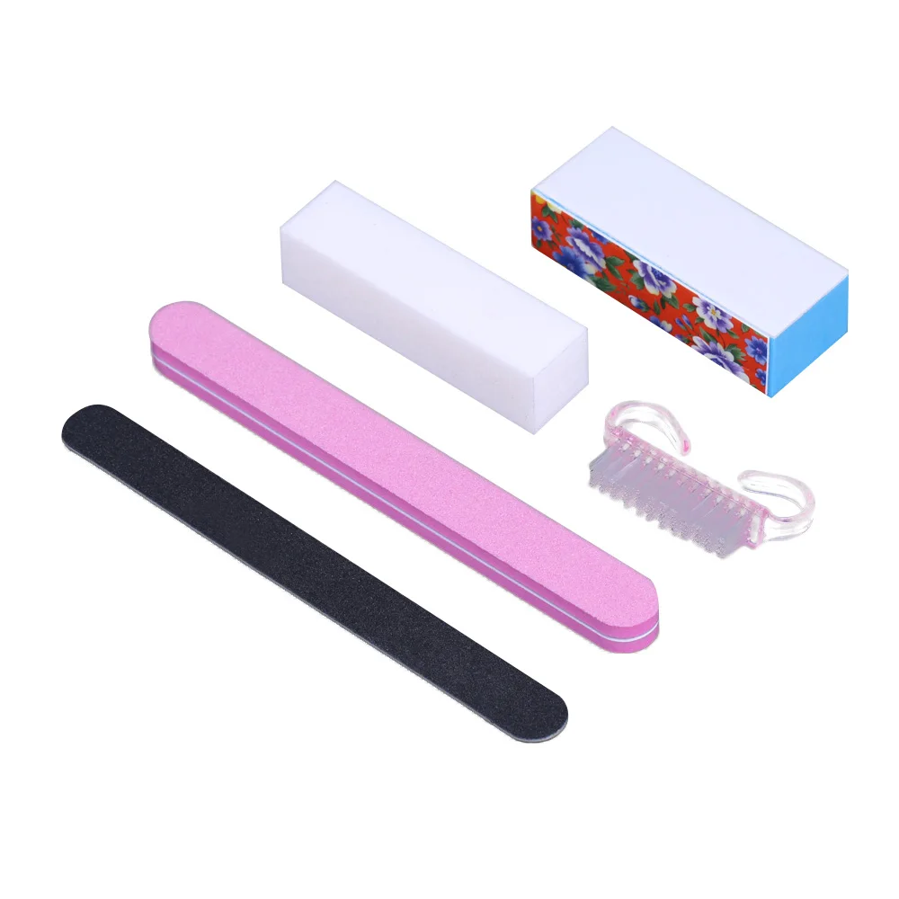 5Pcs/set Manicure Tools Kit Rectangular Nail Files Brush