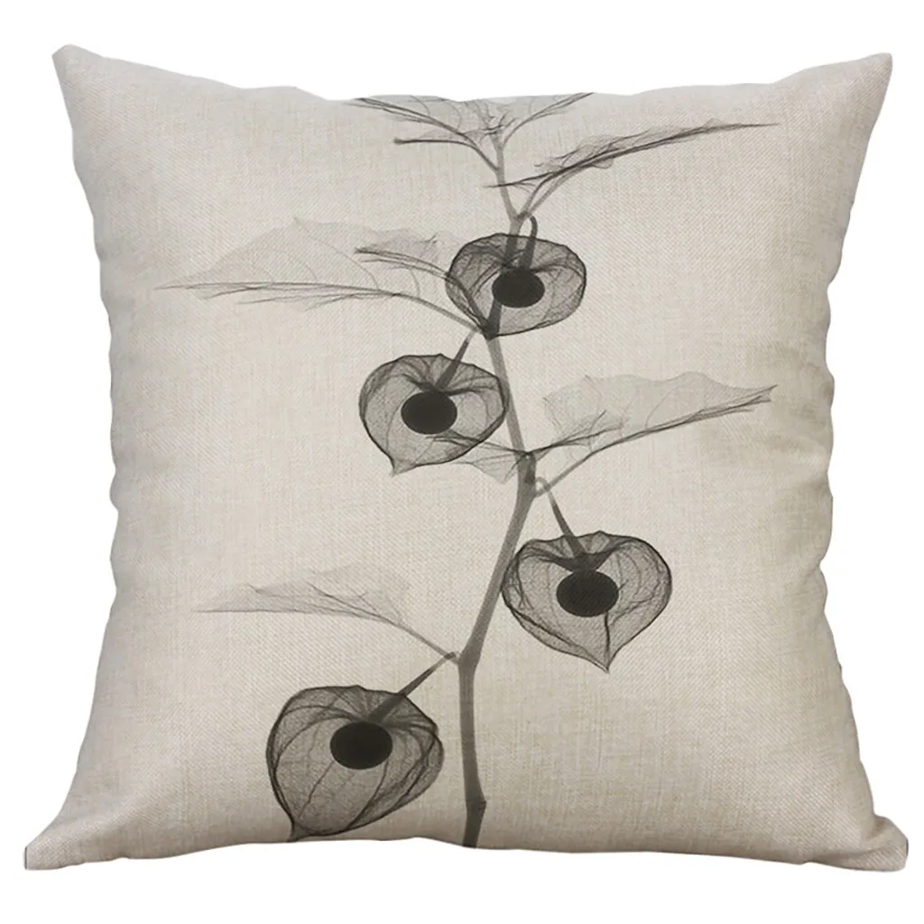 

40 * 40cm new green leaf printing cushion cover simple small fresh green leaf cushion set linen car home decoration pillowcase