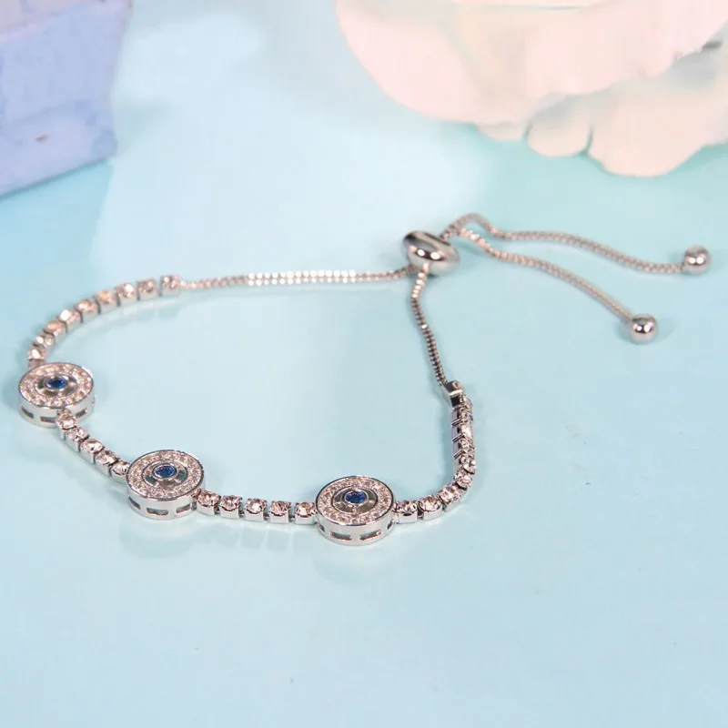 

Fashion Temperament Light Luxury Micro Zircon Bracelet Elegant Ladies Blue Zircon Adjustable Family Christmas Bracelet