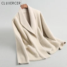 Длинные рукава свободные трикотажные куртки для женщин мода осень зима толстый теплый кардиган верхняя одежда женская куртка