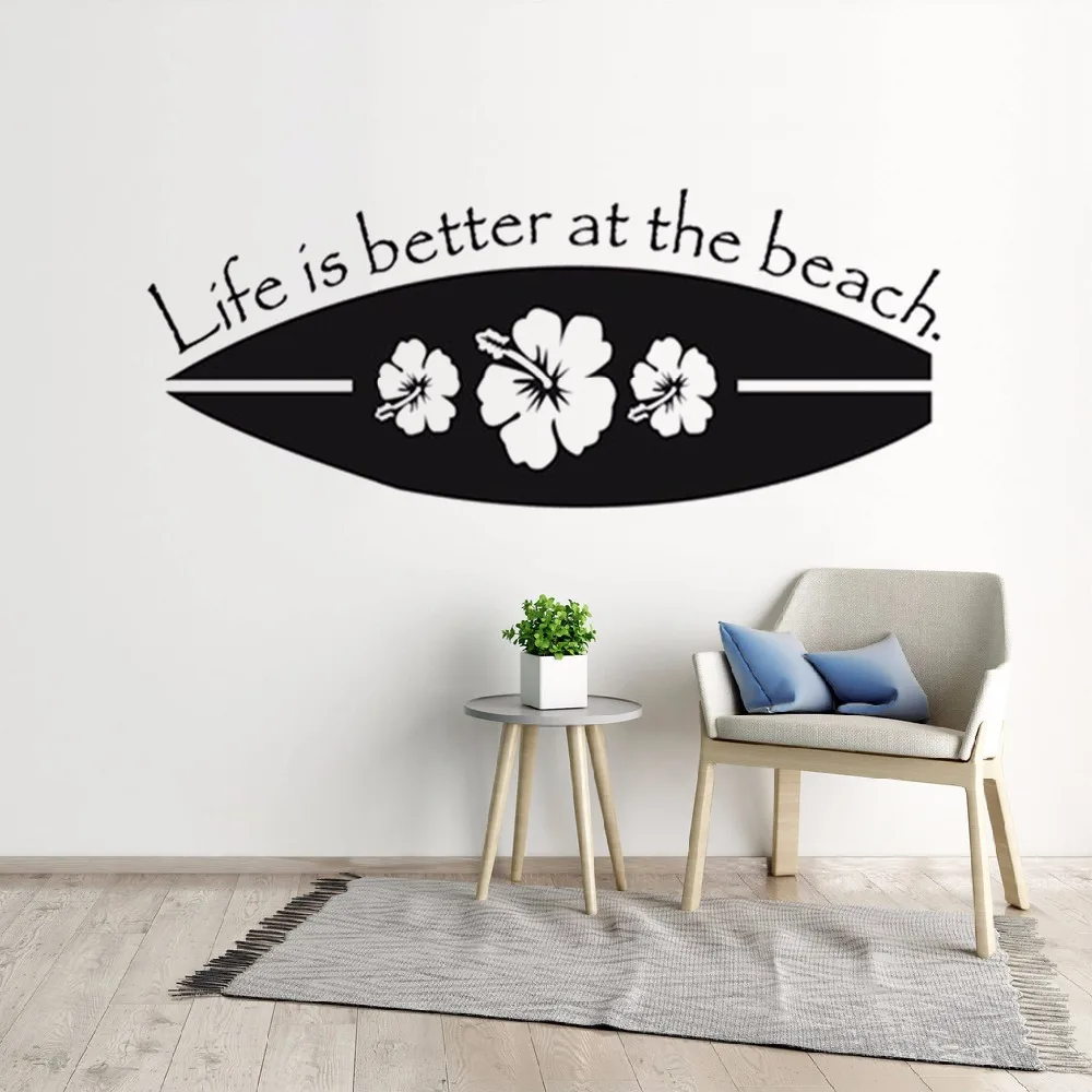 Дизайн доски для серфинга настенные наклейки на тему спорта серфинг виниловые наклейки на стену жизнь лучше на пляже Qute настенный плакат домашний декор AY1696