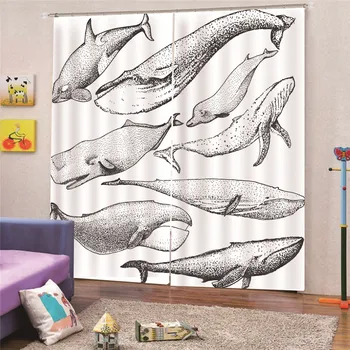 

3D Digital Print Curtains Sharks Marble Landscape Fashion Decor Home Decoration For Living Room Bedroom Custom Curtains AP9
