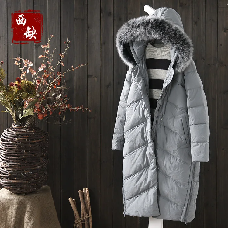 

2017 new mori girl Plus size mink hood with a thin coat medium-long down female winter thermal bread service