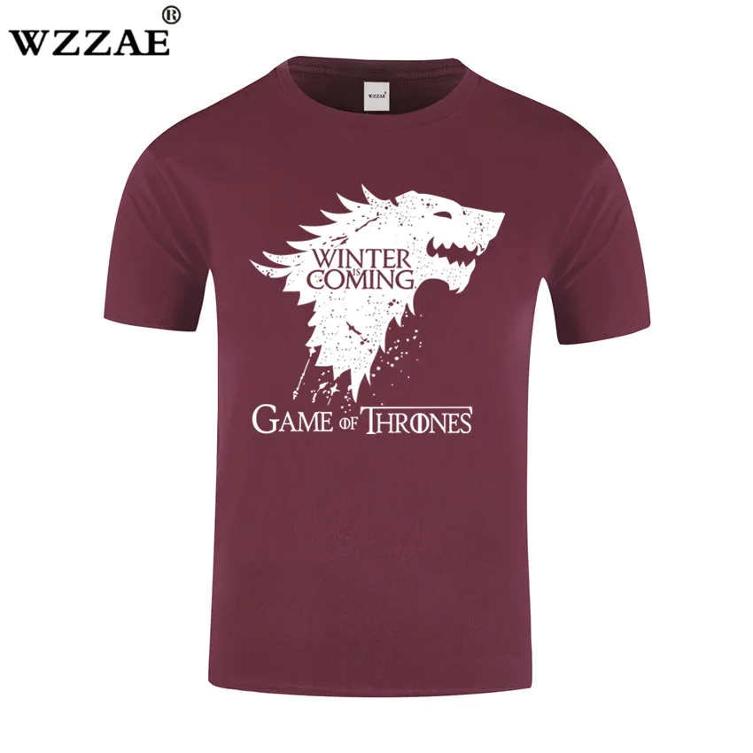

THE COOLMIND Stark 100% Cotton Short sleeve Game of Thrones Men T-shirt Casual Men Tshirt Tops Tees WINTER IS COMING Men T shirt