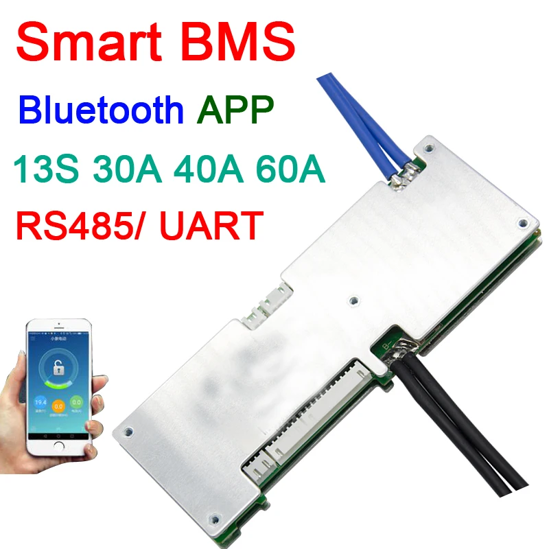 Смарт BMS 13S литий ионный аккумулятор Защитная плата телефон Bluetooth APP UART 485
