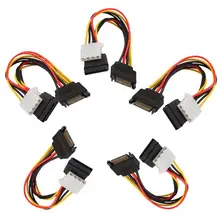 5pcs 15Pin SATA Male to 4Pin IDE Molex Female + SATA Female Power Cable Adapter Cable Computer Connector Power Supply