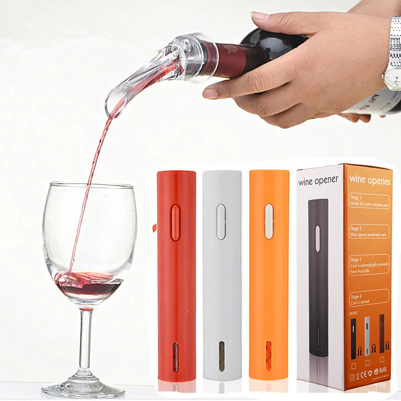 

Automatic Wine Bottle Opener And Wine Funnel Kit Wine Pourer Stopper Electric Wine Corkscrew Opener Cordless With Foil Cutter