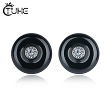 Простые Романтические круглые серьги-гвоздики с кристаллами для женщин, стразы, керамические вечерние серьги, ювелирные изделия