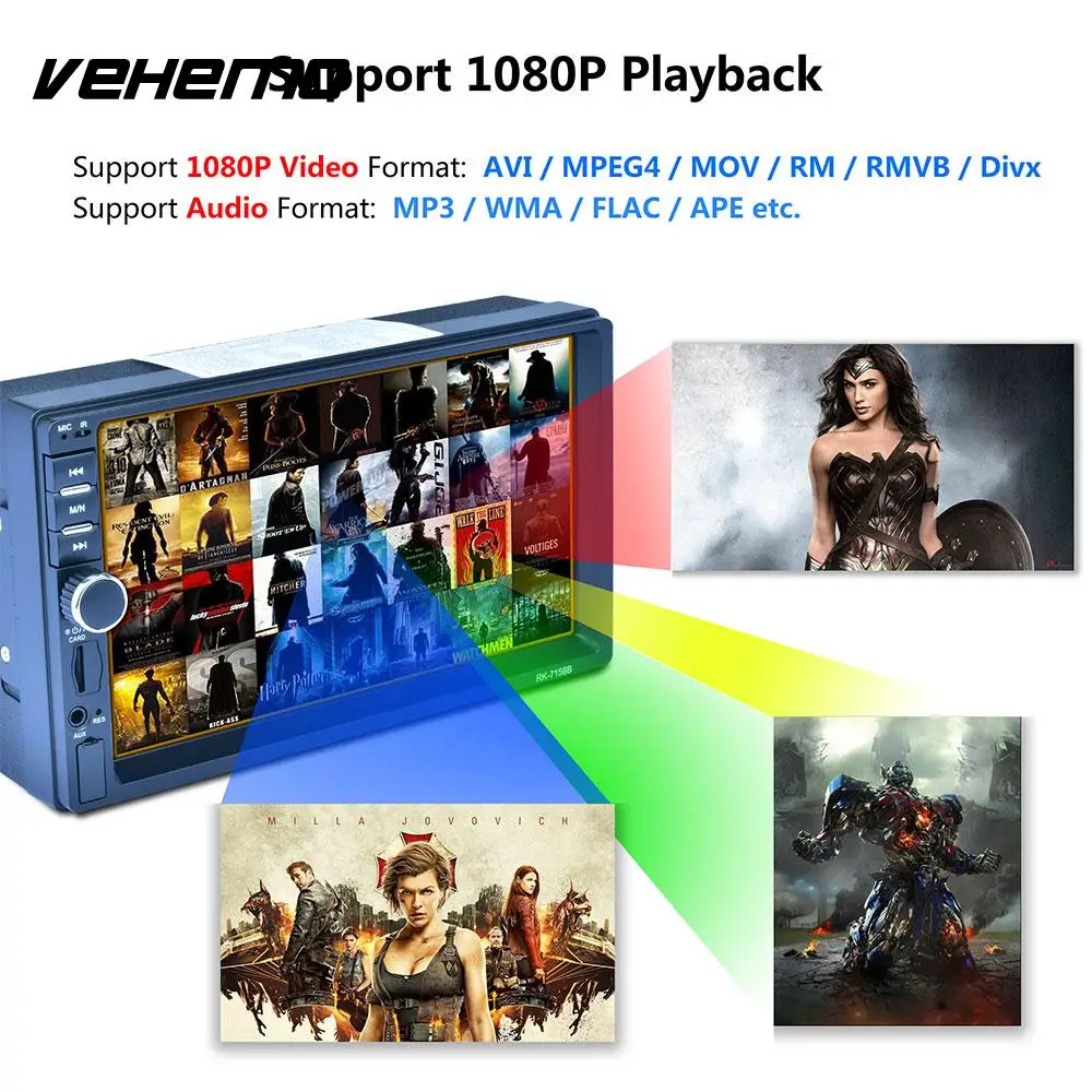 

Vehemo Mirror Link Video Player Automotive Car MP5 Car Stereo Multimedia Player for Remote Control Automobile Support Rear View