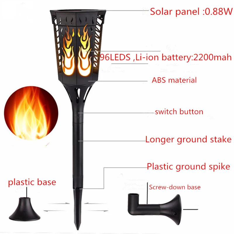 Солнечный светодио дный пламя лампы Водонепроницаемый романтический эффект мерцания света факела Indoor светодио дный Танцы лампочки Открытый Газон садовый декор