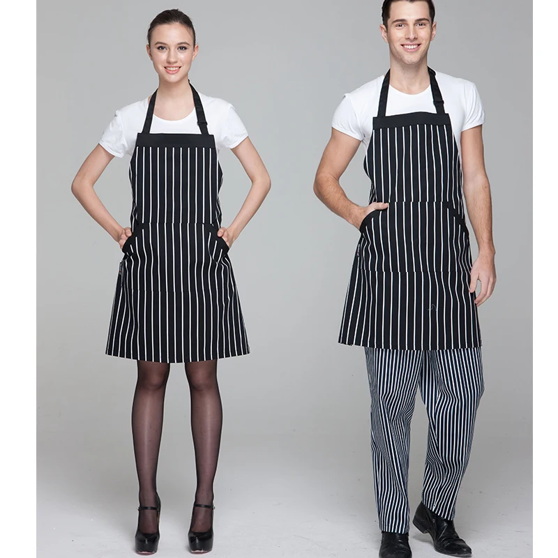 

CHECKEDOUT Restaurant Kitchen Uniforms Adjustable Chef Bib Apron with Two Pockets