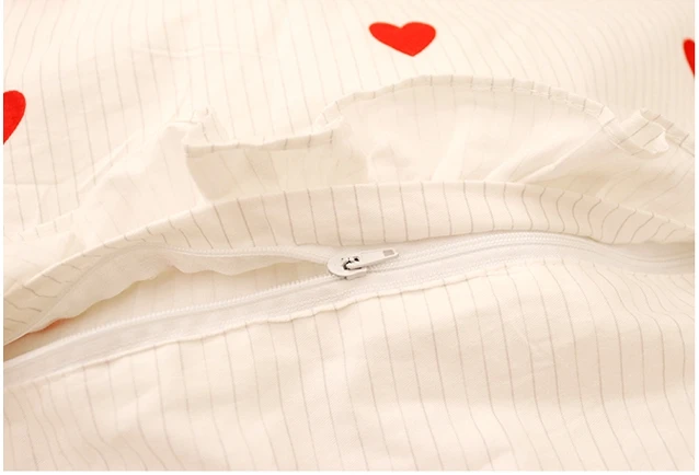 baby bedding set bumper pillowcase bed sheet princess style white with red heart for girls crib set washable customize size (15)