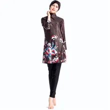 Женский мусульманский купальный костюм с крышкой, однотонный купальник с узором женская пляжная одежда