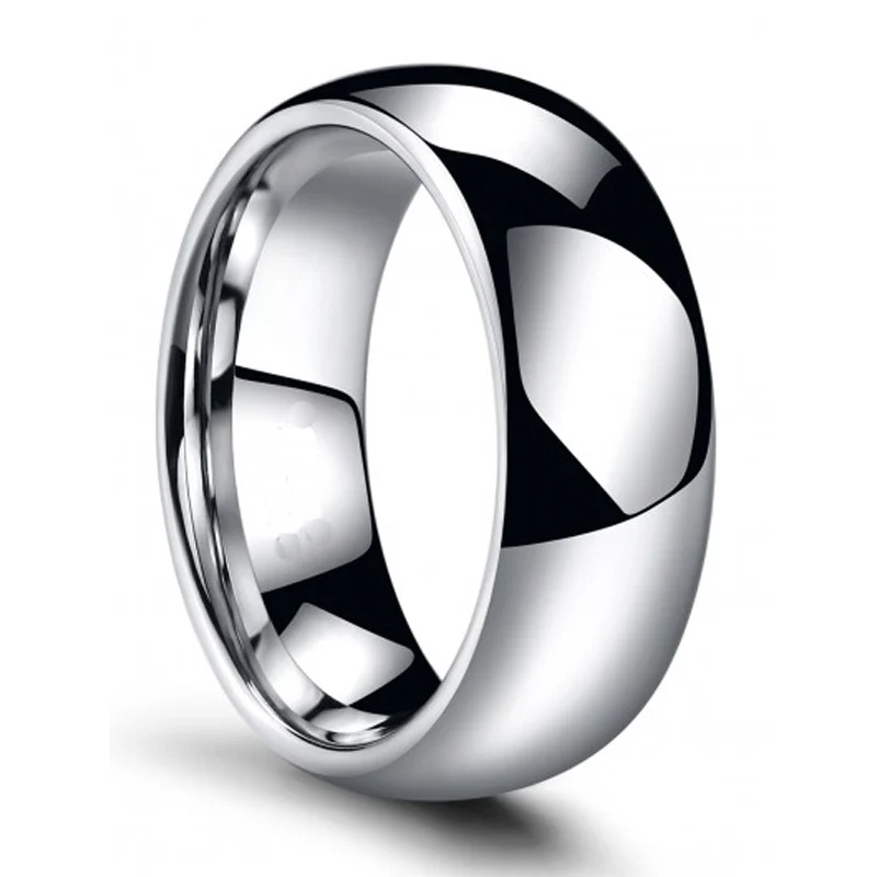 8mm Silver Domed Tungsten Carbide Rings Men Women Fashion Wedding Band