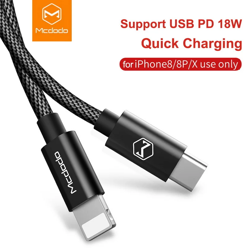 

MCDODO USB C PD Cable USB-C to 8 Pin Quick Charging Cable For iPhone X 8 Plus Phone Data Cable For iPhone XS MAX XR Charger Cord