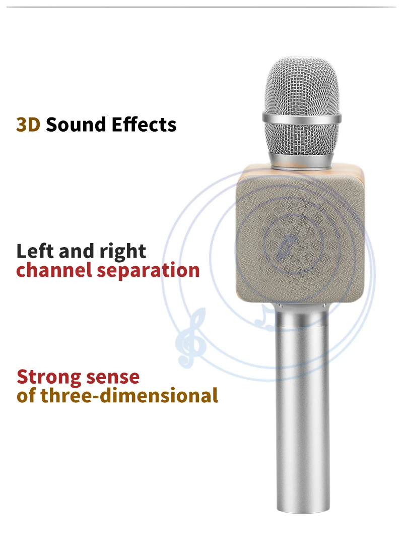 Original brand MicGeek ELF Wireless Karaoke Microphone 2.1 Sound Track Natural Rosewood DSP Chip Voice Speakers Smartphone 3