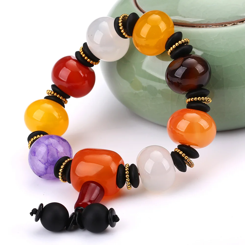 

Natural Stone Bracelet Men Obsidian Amethyst White Jade Red Agate Healing Beads Reiki Buddha Prayer Yoga Bracelet Women Jewel