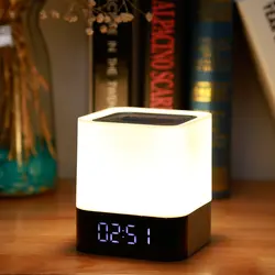 Bluetooth Динамик Ночной свет прикроватной атмосфера огни с будильником Перезаряжаемые Touch Управление светодио дный красочные ночника