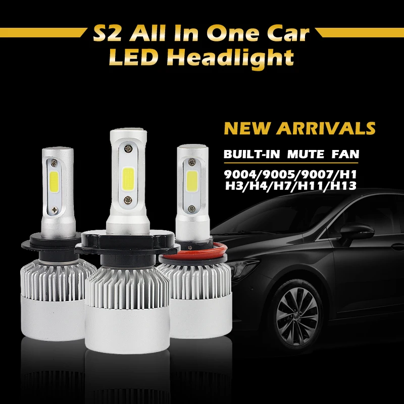 

2 Pcs 12V 24V Car Headlight H4 LED H7 H1 H3 H11 H13 H27 HB3 HB4 9004 9005 9006 9007 72W 8000LM Auto Headlamp 6500K Light Bulb