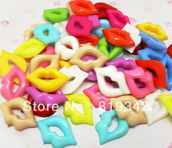 

Free Shipping Mixed Color Plastic lips decoden cabochons Cab Charms Fit DIY Phone Decoration 200pcs/lot