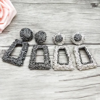 

5 Pairs Fashion square shape drop earrings Pave Rhinestone Earrings charm Handmade dangle Jewelry For Women ER689