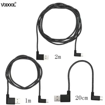 

Durable L Shape Connector Nylon Weaving Micro USB Charging Data Cable Black
