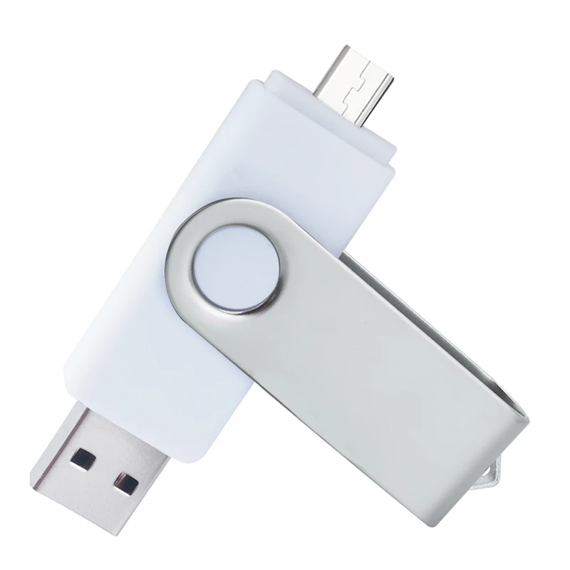 2 в 1, OTG USB флеш-накопитель, 128 ГБ, 64 ГБ, 32 ГБ, 16 ГБ, 8 ГБ, флеш-накопитель, смартфон, внешний накопитель, Android, USB флешка - Цвет: White
