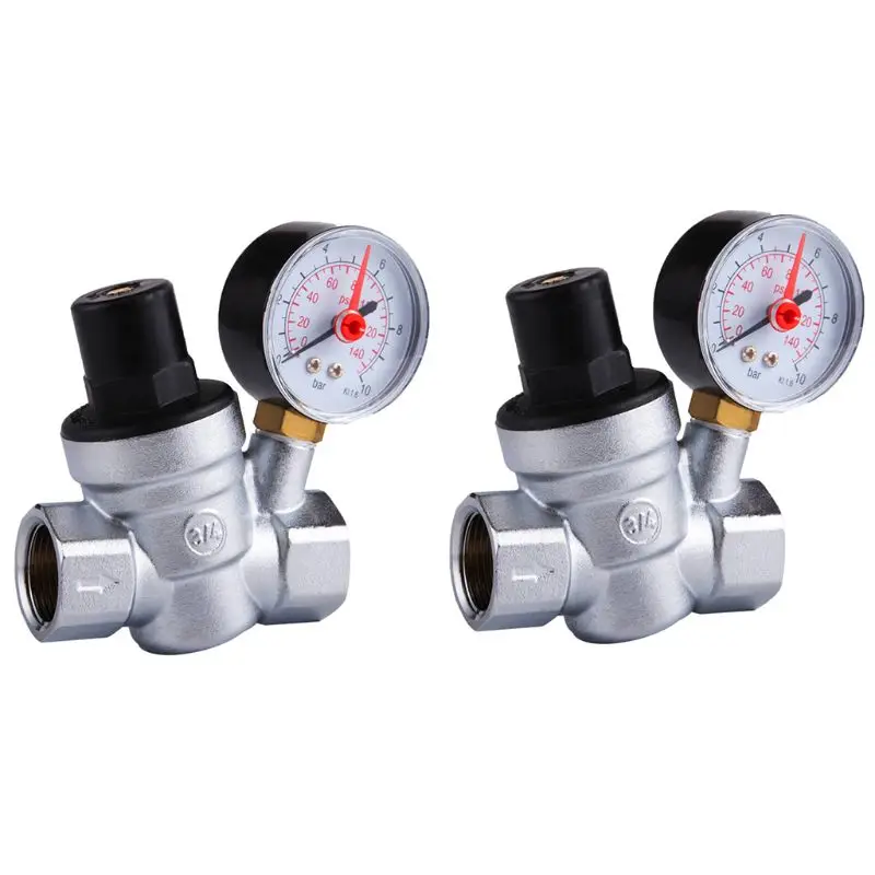 

DN15/20 Water Pressure Reducing Valve Regulator 3/4 Brass Coopper Chrom with Gauge