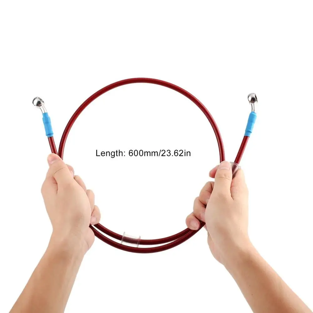 red 60cm 50 см/60 см/90 см/120 см мотоциклетная Тормозная труба плетеная гидравлическая усиленная Тормозная муфта Масляный шланг труба для гонок Байк - Цвет: red 60cm
