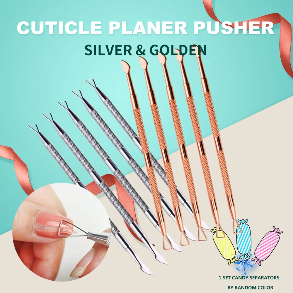 Double End Stainless Steel Nail Cuticle Pusher Set Short Cuticle Pusher