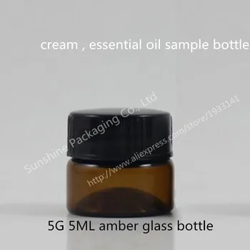 

500pcs 50g Empty Amber Glass Cream Jar with plastic cap seal Glass Cosmetic Container Cosmetic Packaging
