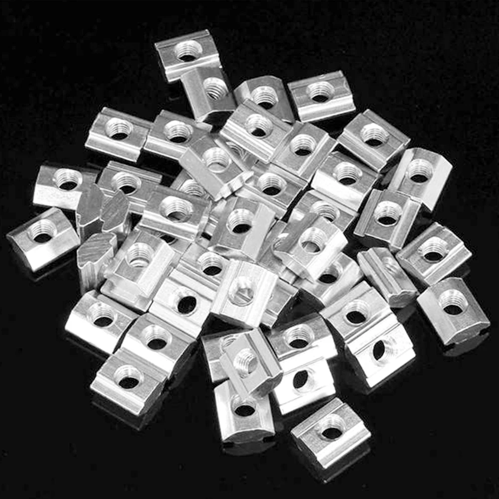 

50pcs M5 T Sliding Zin-Plated Quartet Carbon Steel T-Nut for 2020 Aluminum