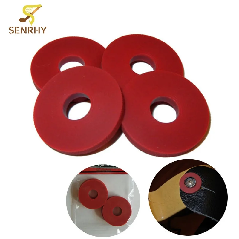 4Pcs Red Guitar Strap Rubber Locks Blocks Guitar Strap Locks Bass