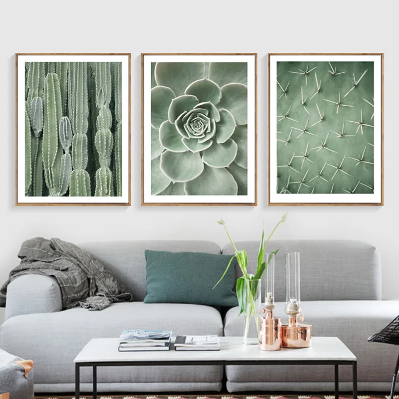 

Green Plant Wall Art Decoracion Nordica Canvas Painting Affiche Cactus Posters And Prints Wall Pictures For Living Room Unframed