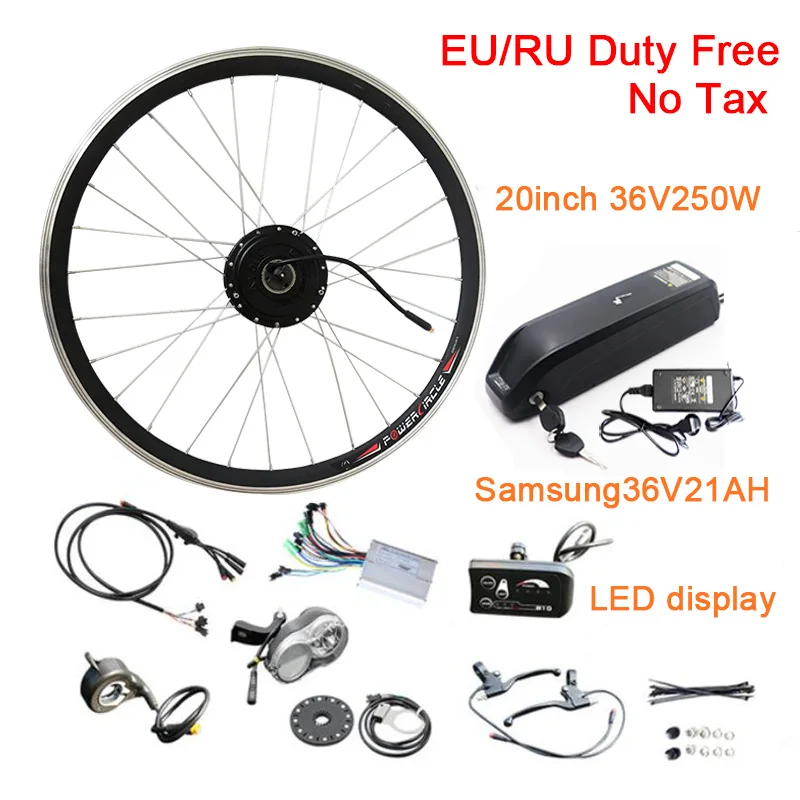 20inch250W36V21A LED 36 в 250 Вт Электрический велосипед комплект 36В 10ач samsung 12Ач батарея Ebike комплект с 2" 24" 2" 700C(28") задний мотор колеса Электрический велосипед - Цвет: 20inch250W36V21A LED