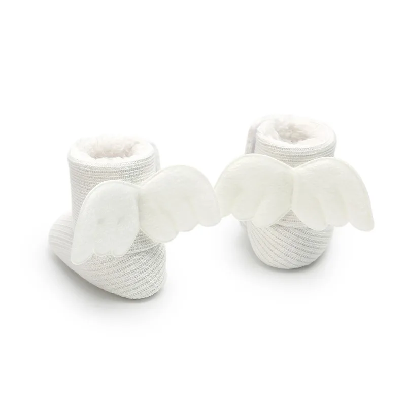 Новорожденных Для маленьких мальчиков девочек обувь Вязаные сапоги мягкие супер теплый крылья Slip-On мягкие детские кроватки Сапоги