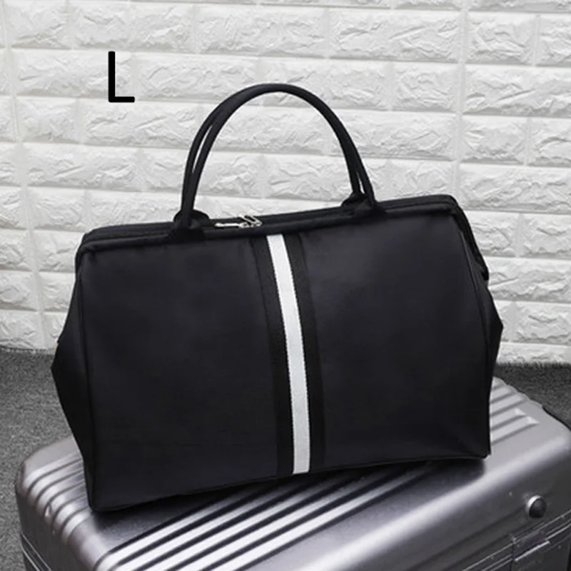 Женская сумка для путешествий на ночь и выходные, женская сумка в полоску, большая дорожная сумка, светильник для багажа, Мужская складная сумка для путешествий, Корейская сумка XA637WB - Цвет: Black L