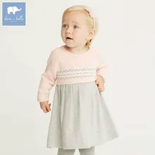 Dave bella/осеннее трикотажное платье-свитер для маленьких девочек детское модное праздничное платье для дня рождения детская одежда принцессы