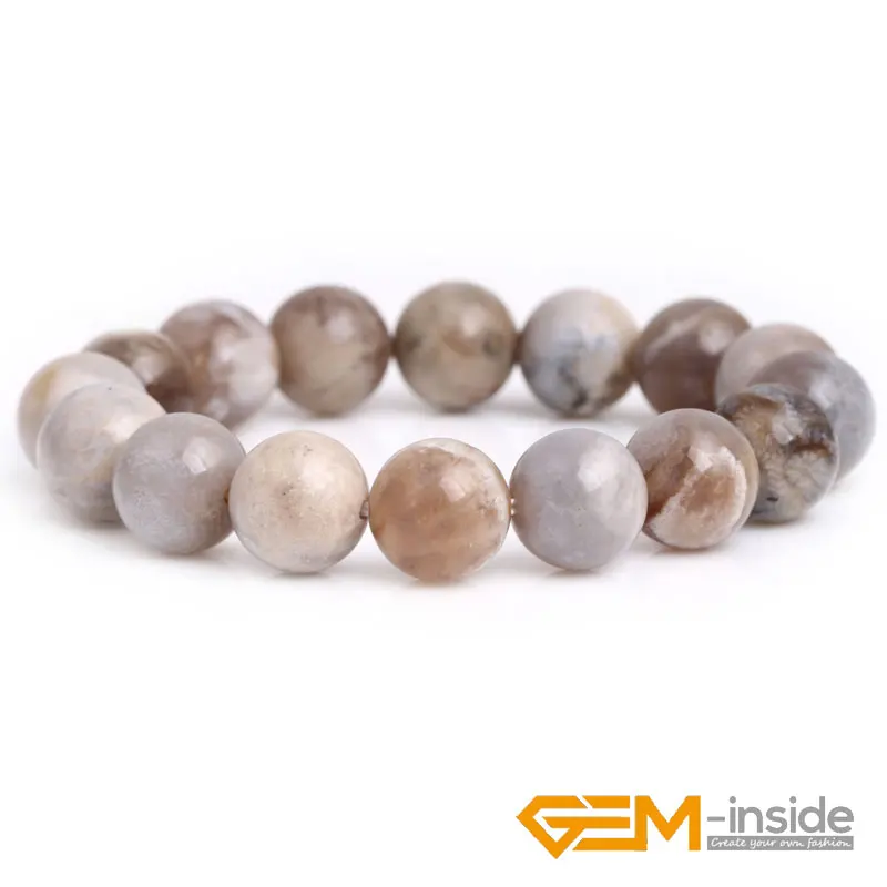 

Selectable size: 4/6/8/10/12mm Gray Ocean Fossils Agates Round Beaded Stretch Women Fashion Bracelet 7 Inches Free Shipping!