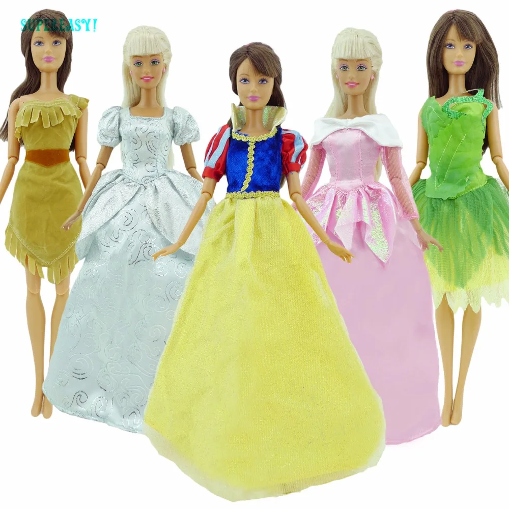 Сказочный костюм принцессы, платье Белоснежка, Золушка, Pocahontas, одежда принцессы для Барби, FR 11," 12", аксессуары для кукол игрушки
